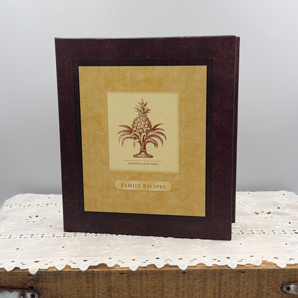 Hallmark Family Recipes Pineapple Brown Gold Binder RA1724 Traditions From Home